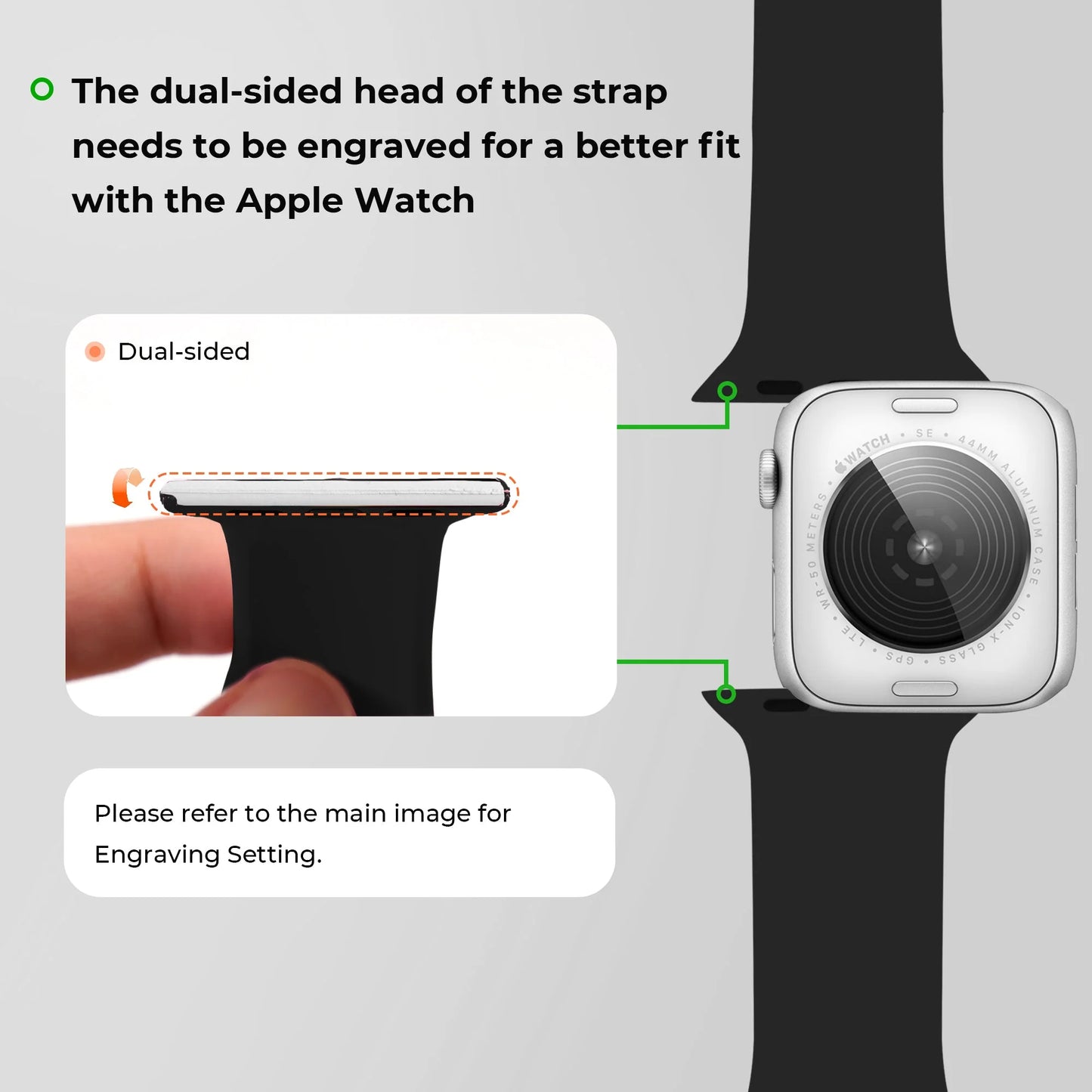 Silicone Apple Watch Bands with Laserable Filling