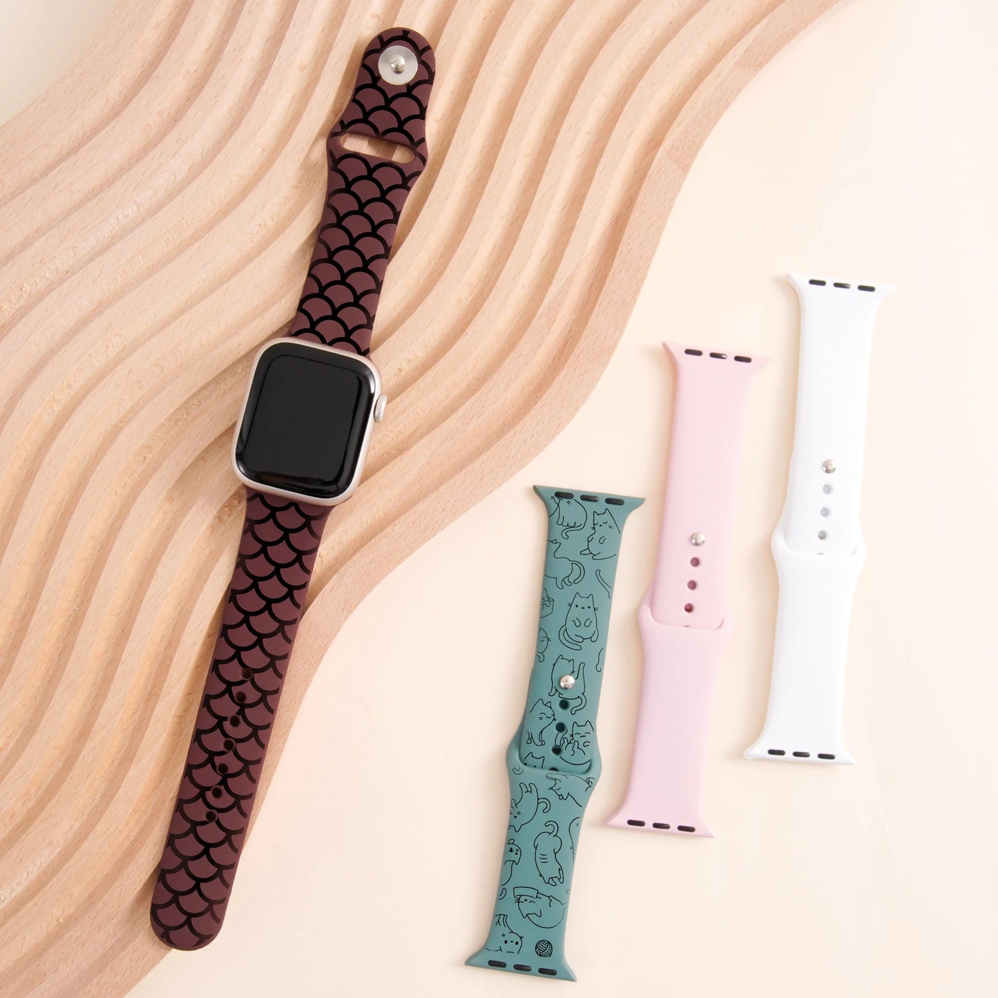 Silicone Apple Watch Bands with Laserable Filling