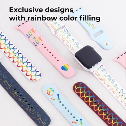 Silicone Apple Watch Bands with Laserable Rainbow Filling (Classic)