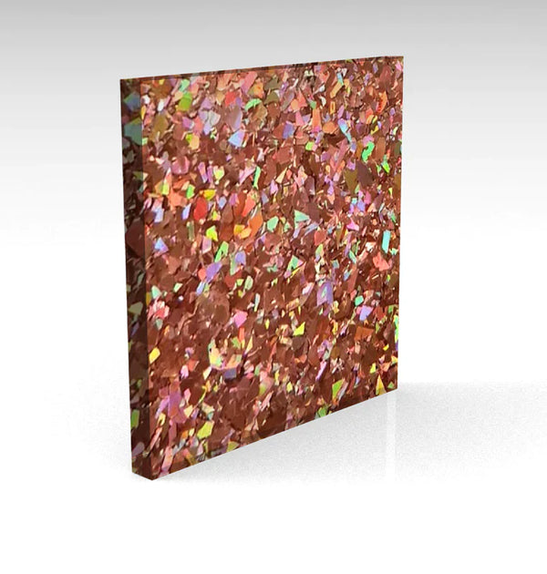 Holographic Rose Gold Chunky Glitter Acrylic