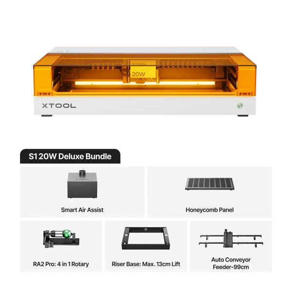 xTool S1 White: 20W Deluxe Bundle