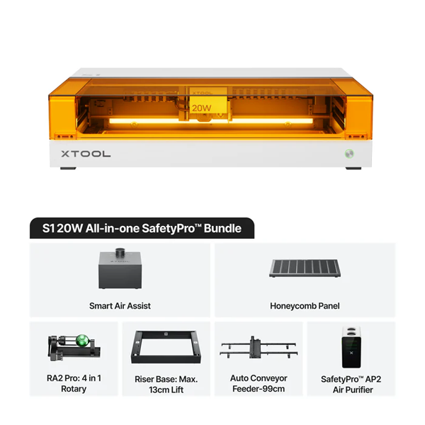 xTool White S1: 20W All-in-one SafetyPro Bundle